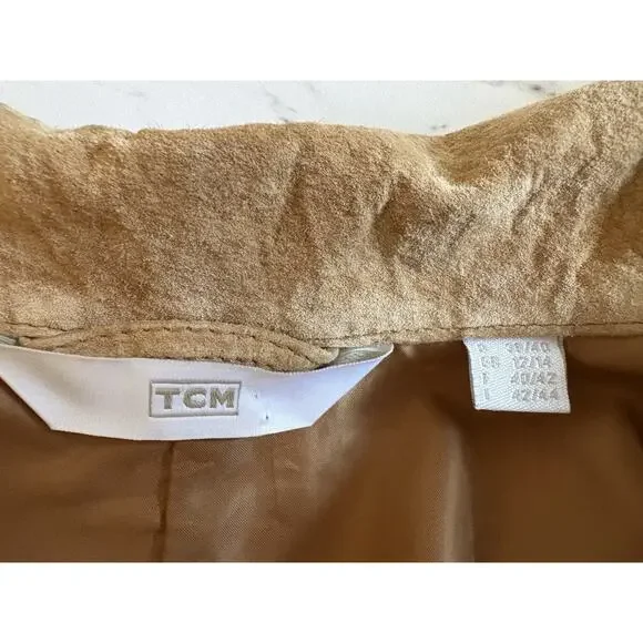 VTG TCM Genuine Suede Knee‑Length Coat Women’s Medium, 90s Caroline Bessette - Picture 7 of 9